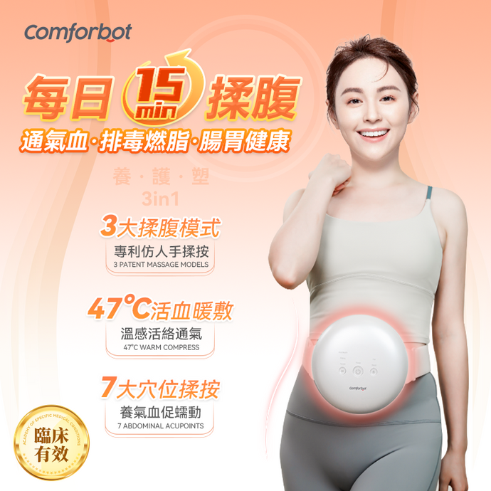 腹部運動3in1|Comforbot 無線專業仿手揉按健腹消脹通絡熱敷舒肚儀|港澳總代