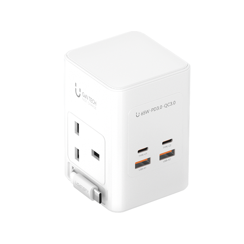 美國USATISFY|GaN Master65W氮化鎵全快充7口智控安規伸縮充電線收納迷你拖板|港澳總代